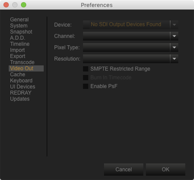 Video Out Preferences